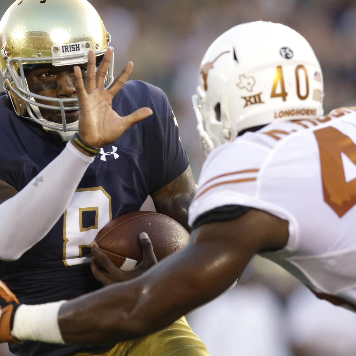 Notre Dame vs. Texas' Week 1 Game Rescheduled from Saturday to Sunday