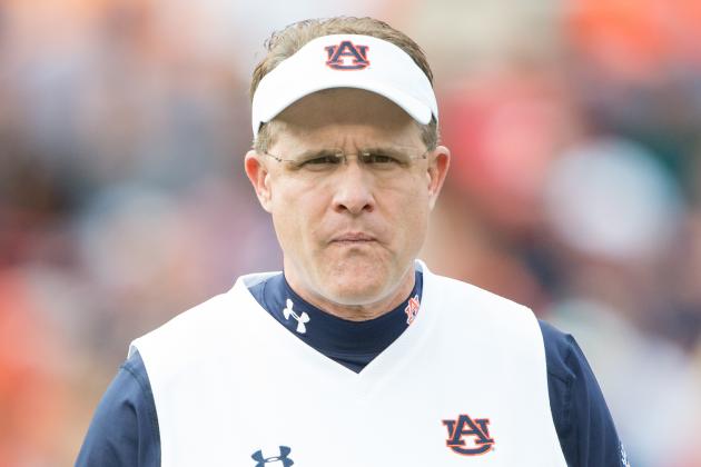 AUBURN, AL - NOVEMBER 21: Head coach Gus Malzahn of the Auburn Tigers prior to their game against the Idaho Vandals on November 21, 2015 at Jordan-Hare Stadium in Auburn, Alabama. (Photo by Michael Chang/Getty Images)