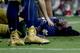Notre Dame linebacker Jaylon Smith (9) is injured on the field during the first half of the Fiesta Bowl NCAA College football game against Ohio State , Friday, Jan. 1, 2016, in Glendale, Ariz. (AP Photo/Ross D. Franklin)