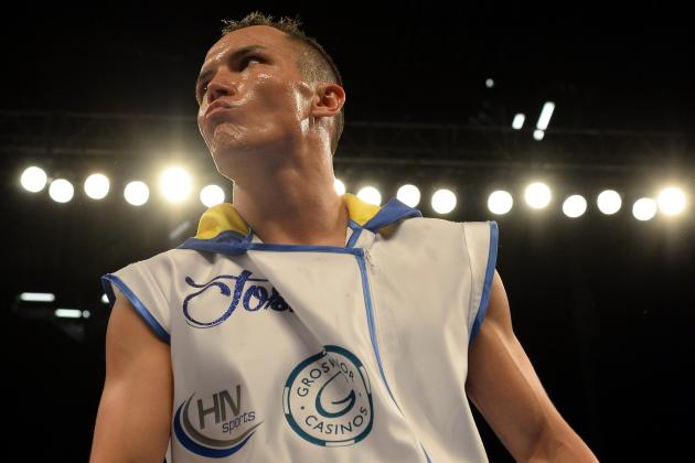 LEEDS, ENGLAND - SEPTEMBER 05:  Josh Warrington prepares for his fight against Joel Brunker during their Commonwealth and WBC International Featherweight title boxing contest at First Direct Arena on September 5, 2015 in Leeds, England.  (Photo by Nigel Roddis/Getty Images)