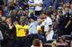 ST. PETERSBURG, FL - APRIL 15: Steven Souza Jr. #20 of the Tampa Bay Rays comes into the stands to check on the status of a fan that was injured by a foul ball that was tipped by Souza while at bat during the seventh inning of a game against the Chicago White Sox on April 15, 2016 at Tropicana Field in St. Petersburg, Florida. All players are wearing #42 in honor of Jackie Robinson Day. (Photo by Brian Blanco/Getty Images)