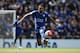 Leicester City's Algerian midfielder Riyad Mahrez controls the ball during the English Premier League football match between Leicester City and West Ham United at King Power Stadium in Leicester, central England on April 17, 2016. / AFP / ADRIAN DENNIS / RESTRICTED TO EDITORIAL USE. No use with unauthorized audio, video, data, fixture lists, club/league logos or 'live' services. Online in-match use limited to 75 images, no video emulation. No use in betting, games or single club/league/player publications. / (Photo credit should read ADRIAN DENNIS/AFP/Getty Images)