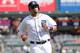 DETROIT, MI - APRIL 12: Victor Martinez #41 of the Detroit Tigers scores on the double by J.D. Martinez (not in photo) during the sixth inning of the inter-league game against the Pittsburgh Pirates on April 12, 2016 at Comerica Park in Detroit, Michigan. (Photo by Leon Halip/Getty Images)
