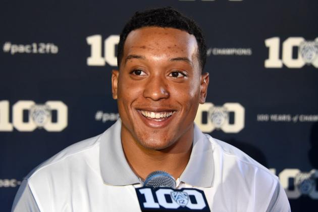Jul 31, 2015; Burbank, CA, USA; California Golden Bears linebacker Hardy Nickerson at Pac-12 Media Day at Warner Bros. Studios. Mandatory Credit: Kirby Lee-USA TODAY Sports