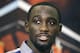 FILE- In this April 16, 2015, file photo, boxer Terence Crawford looks on during a news conference in Grapevine, Texas. The WBO super lightweight champion is accused of causing $5,000 in damage to a hydraulic lift during a dispute with a body shop owner in Omaha, Neb., according to police report. (AP Photo/LM Otero, file)