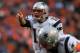 DENVER, CO - JANUARY 24: Tom Brady #12 of the New England Patriots runs the offense against the Denver Broncos in the AFC Championship game at Sports Authority Field at Mile High on January 24, 2016 in Denver, Colorado. (Photo by Dustin Bradford/Getty Images)
