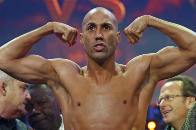 QUEBEC CITY, QC - NOVEMBER 27:  James Degale of  England pose  during  weigh-in for his fight against Lucian Bute at Centre Videotron on November 27, 2015 in Quebec City, Quebec, Canada. (Photo by Mathieu Belanger/Getty Images)
