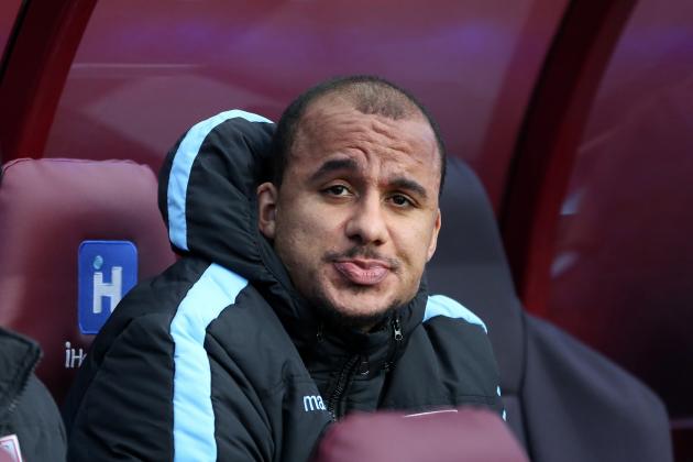 BIRMINGHAM, ENGLAND - JANUARY 30:  Gabriel Agbonlahor of Aston Villa on the bench prior to the Emirates FA Cup match between Aston Villa and Manchester City at Villa Park on January 30, 2016 in Birmingham, England.  (Photo by James Baylis - AMA/Getty Images)