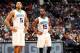 CHARLOTTE, NC - DECEMBER 23: Nicolas Batum #5 and Kemba Walker #15 of the Charlotte Hornets look on during the game against the Boston Celtics on December 23, 2015 at Time Warner Cable Arena in Charlotte, North Carolina. NOTE TO USER: User expressly acknowledges and agrees that, by downloading and or using this photograph, User is consenting to the terms and conditions of the Getty Images License Agreement. Mandatory Copyright Notice: Copyright 2015 NBAE (Photo by Kent Smith/NBAE via Getty Images)
