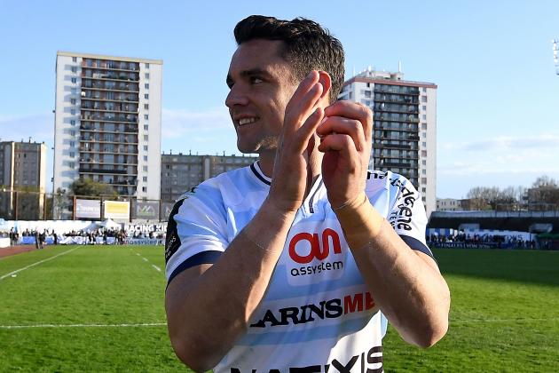Racing Metro 92 New Zealand flyhalf Dan Carter reacts at the end of the European Rugby Champions Cup match between Racing Metro 92 and Toulon at Yves du Manoir stadium in Colombes on April 10, 2016. AFP PHOTO / FRANCK FIFE / AFP / FRANCK FIFE        (Photo credit should read FRANCK FIFE/AFP/Getty Images)