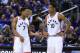 TORONTO, ON - APRIL 18: Kyle Lowry #7 of the Toronto Raptors talks to teammate DeMar DeRozan #10 in the second half of Game Two of the Eastern Conference Quarterfinals against the Indiana Pacers during the 2016 NBA Playoffs at the Air Canada Centre on April 18, 2016 in Toronto, Ontario, Canada. NOTE TO USER: User expressly acknowledges and agrees that, by downloading and or using this photograph, User is consenting to the terms and conditions of the Getty Images License Agreement. (Photo by Vaughn Ridley/Getty Images)