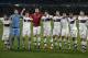 Munich's players celebrate after the German Bundesliga soccer match between Hannover 96 and FC Bayern Munich in Hannover, Germany, Saturday, Dec. 19, 2015. Munich defeated Hannover by 1-0. (AP Photo/Michael Sohn)