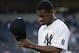 New York Yankees pitcher Luis Severino walks off the field after giving up three runs to the Chicago White Sox during the second inning of a baseball game Friday, May 13, 2016, in, New York. (AP Photo/Julie Jacobson)