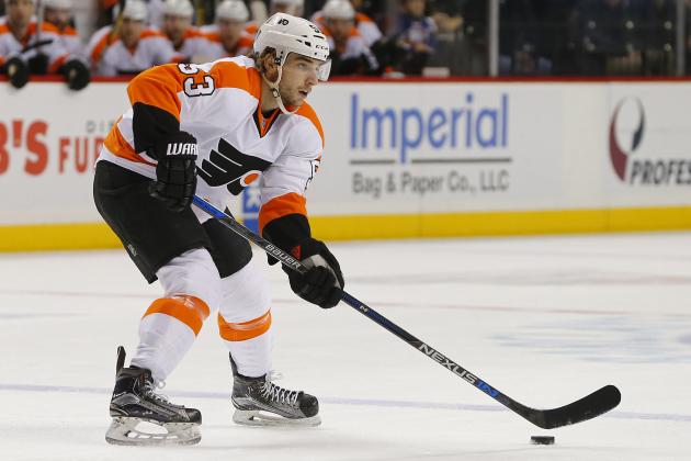 Philadelphia Flyers defensemen Shayne Gostisbehere (53) during the first period of an NHL hockey game against the New York Islanders in New York, Sunday, April 10, 2016. (AP Photo/Rich Schultz)
