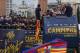 FC Barcelona players parade on a bus through the streets of Barcelona to celebrate their 24th La Liga title, in Barcelona, on May 15, 2016
Barcelona sealed their 24th La Liga title on May 14, 2016 at Granada to hold off Real Madrid's late-season surge.
/ AFP / PAU BARRENA (Photo credit should read PAU BARRENA/AFP/Getty Images)