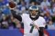 FILE - In this Sunday, Jan. 3, 2016 file photo, Philadelphia Eagles quarterback Sam Bradford (7) passes the ball against the New York Giants during an NFL football game in East Rutherford, N.J. Sam Bradford has agreed to a two-year contract with the Philadelphia Eagles, Tuesday, March 1, 2016. (AP Photo/Julio Cortez, File)