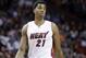 Miami Heat center Hassan Whiteside (21) walks on the court during the second half of an NBA basketball game against the Phoenix Suns, Thursday, March 3, 2016, in Miami. (AP Photo/Alan Diaz)