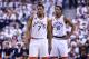 TORONTO, ON - MAY 15: Kyle Lowry #7 and DeMar DeRozan #10 of the Toronto Raptors look on in the first half of Game Seven of the Eastern Conference Quarterfinals against the Miami Heat during the 2016 NBA Playoffs at the Air Canada Centre on May 15, 2016 in Toronto, Ontario, Canada. NOTE TO USER: User expressly acknowledges and agrees that, by downloading and or using this photograph, User is consenting to the terms and conditions of the Getty Images License Agreement. (Photo by Vaughn Ridley/Getty Images)