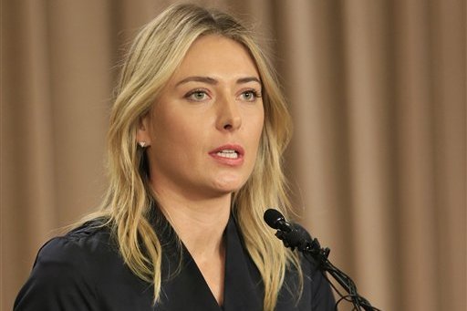 FILE - In this March 7, 2016, file photo, Maria Sharapova speaks about her failed drug test during a news conference in Los Angeles.   International Tennis Federation president David Haggerty Wednesday April 20, 2016 said a disciplinary hearing is scheduled in Maria Sharapova's doping case, with a ruling possible before Wimbledon. Haggerty told reporters the independent Tennis Integrity Unit typically takes