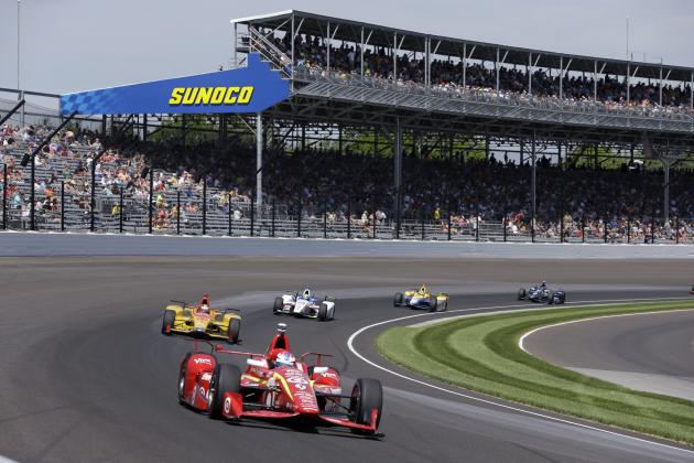 Scott Dixon, of New Zealand, drives through turn one during the final practice session for the Indianapolis 500 auto race at Indianapolis Motor Speedway in Indianapolis, Friday, May 27, 2016. (AP Photo/Michael Conroy)