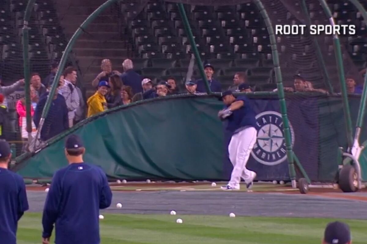 Mariners' Nelson Cruz Blasts Ball Out of Safeco Field During Batting
