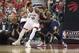 May 27, 2016; Toronto, Ontario, CAN; Toronto Raptors guard DeMar DeRozan (10) looks to play a ball as Cleveland Cavaliers guard J.R. Smith (5) tries to defend during the third quarter in game six of the Eastern conference finals of the NBA Playoffs at Air Canada Centre. The Cleveland Cavaliers won 113-87. Mandatory Credit: Nick Turchiaro-USA TODAY Sports