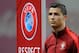 Portugal’s Cristiano Ronaldo stands on the pitch before the start of the Euro 2016 qualifying group I soccer match between Portugal and Denmark at the Municipal Stadium in Braga, Portugal, Thursday, Oct. 8 2015. (AP Photo/Paulo Duarte)