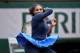 Serena Williams hits a forehand during her semifinal match at the 2016 French Open.