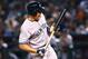 May 18, 2016; Phoenix, AZ, USA; New York Yankees first baseman Mark Teixeira reacts to an inside pitch against the Arizona Diamondbacks at Chase Field. Mandatory Credit: Mark J. Rebilas-USA TODAY Sports