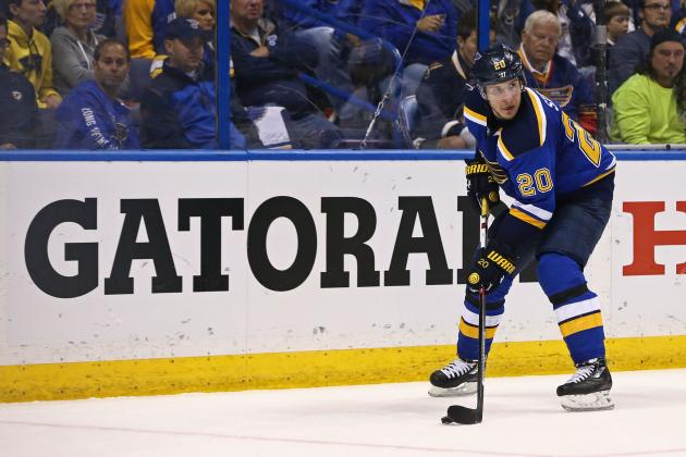 May 17, 2016; St. Louis, MO, USA; St. Louis Blues left wing Alexander Steen (20) against the San Jose Sharks in game two of the Western Conference Final of the 2016 Stanley Cup Playoff at Scottrade Center. The Sharks won 4-0. Mandatory Credit: Aaron Doster-USA TODAY Sports