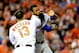 BALTIMORE, MD - JUNE 07: Manny Machado #13 of the Baltimore Orioles and Yordano Ventura #30 of the Kansas City Royals fight in the fifth inning during a MLB baseball game at Oriole Park at Camden Yards on June 7, 2016 in Baltimore, Maryland. Machado and Ventura were ejected from the game. (Photo by Patrick McDermott/Getty Images)