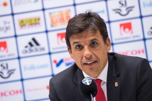Wales head coach Chris Coleman attends a press conference at Friends Arena in Solna, near Stockholm on June 4, 2016, on the eve of the friendly football match between Sweden and Wales.   / AFP / JONATHAN NACKSTRAND        (Photo credit should read JONATHAN NACKSTRAND/AFP/Getty Images)
