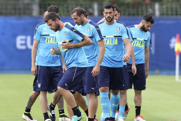 Italy players attend a training session at the Bernard Gasset center in Montpellier, France, Friday, June 10, 2016. Italy will face Belgium in a Euro 2016 Group E soccer match in Lyon on Monday, June 13, 2016. (AP Photo/Antonio Calanni)