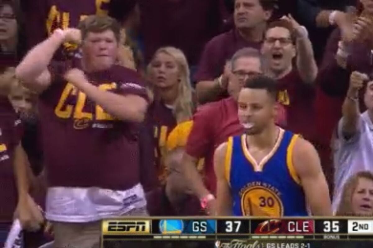 Passionate, Courtside Cavaliers Fan Flexes, Shoots Imaginary Bow and