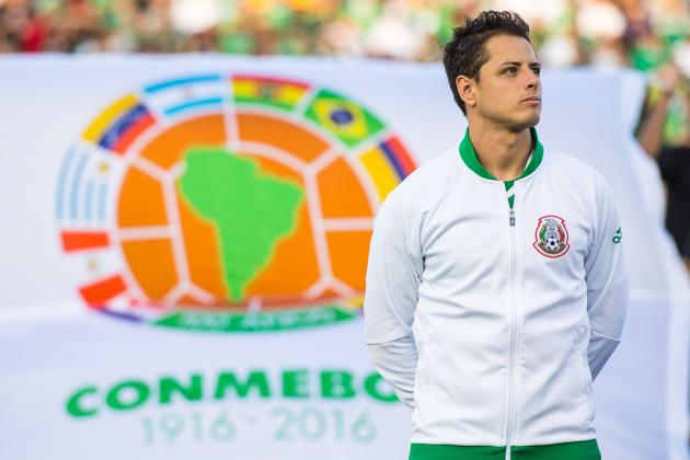 PASADENA, CA - JUNE 9:  Javier Hernandez #14 of Mexico prior to the Copa America Centenario Group C match between Mexico and Jamaica at the Rose Bowl on June 9, 2016 in Pasadena, California.  Mexico won the match 2-0. (Photo by Shaun Clark/Getty Images)