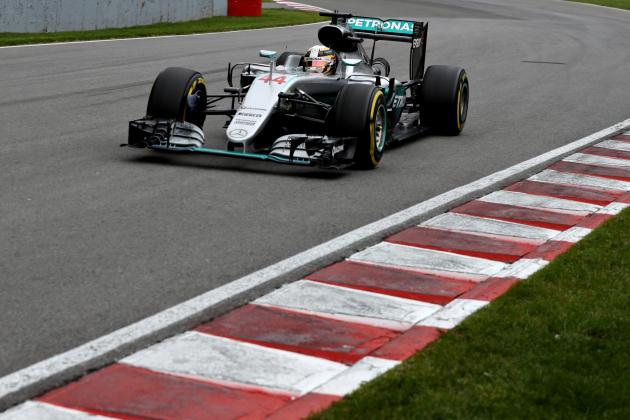 MONTREAL, QC - JUNE 12: Lewis Hamilton of Great Britain driving the (44) Mercedes AMG Petronas F1 Team Mercedes F1 WO7 Mercedes PU106C Hybrid turbo on track  during the Canadian Formula One Grand Prix at Circuit Gilles Villeneuve on June 12, 2016 in Montreal, Canada.  (Photo by Mark Thompson/Getty Images)