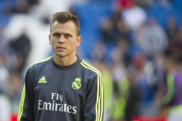 Real Madrid's Russian midfielder Denis Cheryshev warms up before the Spanish league football match Real Madrid CF vs Getafe CF at the Santiago Bernabeu stadium in Madrid on December 5, 2015. AFP PHOTO / CURTO DE LA TORRE / AFP / CURTO DE LA TORRE        (Photo credit should read CURTO DE LA TORRE/AFP/Getty Images)