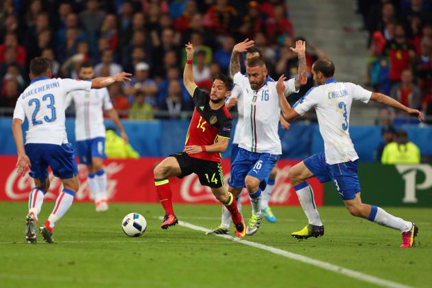LYON, FRANCE - JUNE 13: Dries Mertens of Belgium in action during the UEFA EURO 2016 Group E match between Belgium and Italy at Stade des Lumieres on June 13, 2016 in Lyon, France. (Photo by Catherine Ivill - AMA/Getty Images)