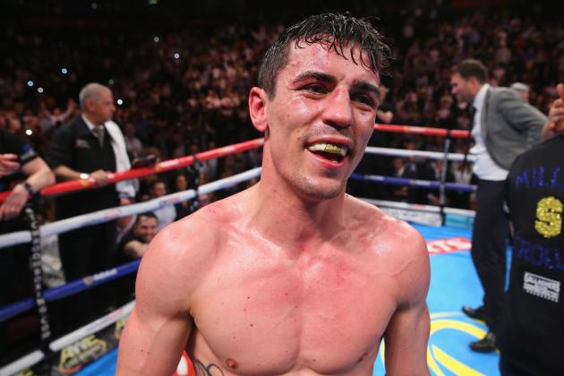 MANCHESTER, ENGLAND - MAY 07:  Anthony Crolla celebrates beating Ismael Barroso to win the WBA World Lightweight Championship fight between Anthony Crolla and Ismael Barroso at Manchester Arena on May 07, 2016 in Manchester, England.  (Photo by Alex Livesey/Getty Images)