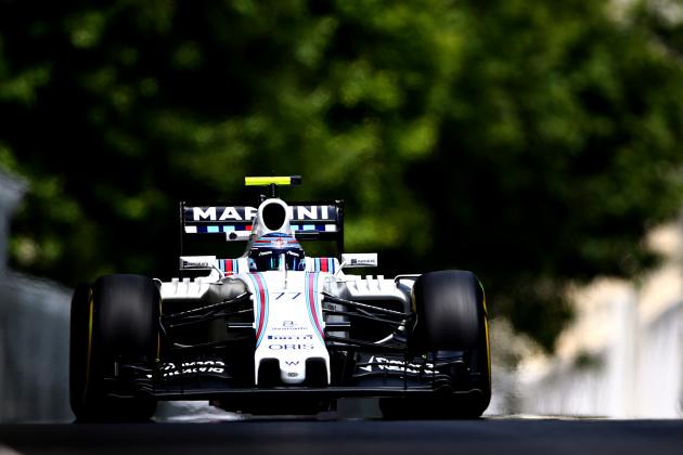 BAKU, AZERBAIJAN - JUNE 17: Valtteri Bottas of Finland driving the (77) Williams Martini Racing Williams FW38 Mercedes PU106C Hybrid turbo on track during practice for the European Formula One Grand Prix at Baku City Circuit on June 17, 2016 in Baku, Azerbaijan. (Photo by Dan Istitene/Getty Images)