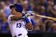 Kansas City Royals' Salvador Perez hits a solo home run off Detroit Tigers starting pitcher Michael Fulmer during the sixth inning of a baseball game at Kauffman Stadium in Kansas City, Mo., Friday, June 17, 2016. (AP Photo/Orlin Wagner)