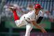 Washington Nationals starting pitcher Stephen Strasburg throws during the first inning of a baseball game against the Chicago Cubs at Nationals Park, Wednesday, June 15, 2016, in Washington. (AP Photo/Alex Brandon)