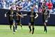 Jun 18, 2016; New York, NY, USA; Philadelphia Union midfielder Brian Carroll (7) high fives Philadelphia Union midfielder Tranquillo Barnetta (10) after New York City FC scored an own-goal during the second half at Yankee Stadium. New York City defeated Philadelphia 3-2. Mandatory Credit: Brad Penner-USA TODAY Sports