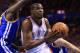 Oklahoma City Thunder small forward Kevin Durant (35) drives to the basket as Golden State Warriors small forward Draymond Green (23) defends during the third quarter of an NBA basketball game Friday, Jan. 17, 2014, in Oklahoma City. (AP Photo/Alonzo Adams)