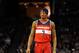 Feb 6, 2016; Charlotte, NC, USA; Washington Wizards guard Bradley Beal (3) reacts after being called on a foul during the second half of the game against the Charlotte Hornets at Time Warner Cable Arena. Hornets win 108-104. Mandatory Credit: Sam Sharpe-USA TODAY Sports