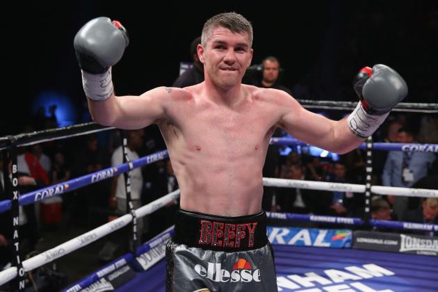 LIVERPOOL, ENGLAND - JUNE 04:  Liam Smith celebrates after victory over Predrag Radosevic in the WBO World Super-Welterweight Championship fight between Liam Smith and Predrag Radosevic at Echo Arena on June 4, 2016 in Liverpool, England.  (Photo by Alex Livesey/Getty Images)