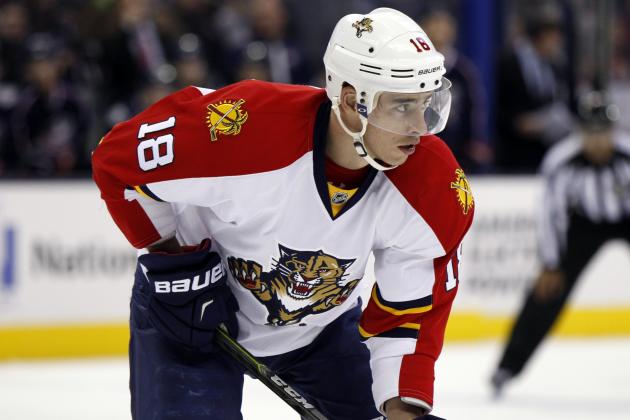 Florida Panthers' Reilly Smith is seen against the Columbus Blue Jackets during an NHL hockey game in Columbus, Ohio,  Sunday, Feb. 27, 2016. The Blue Jackets won 4-3 in a shootout. (AP Photo/Paul Vernon)
