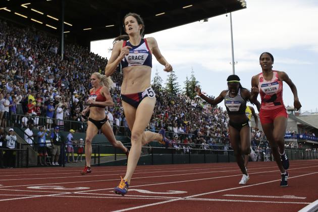 Kate Grace wins the during the women's 800-meter final at the U.S. Olympic Track and Field Trials, Monday, July 4, 2016, in Eugene Ore. (AP Photo/Matt Slocum)