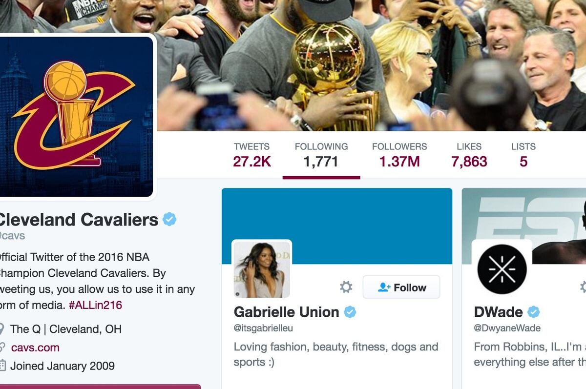 Cavaliers Follow Dwyane Wade, Gabrielle Union on Twitter Amid Free