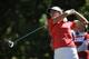 Brittany Lang follows her drive from the second tee during the final round of the U.S. Women's Open golf tournament at CordeValle Sunday, July 10, 2016, in San Martin, Calif. (AP Photo/Eric Risberg)